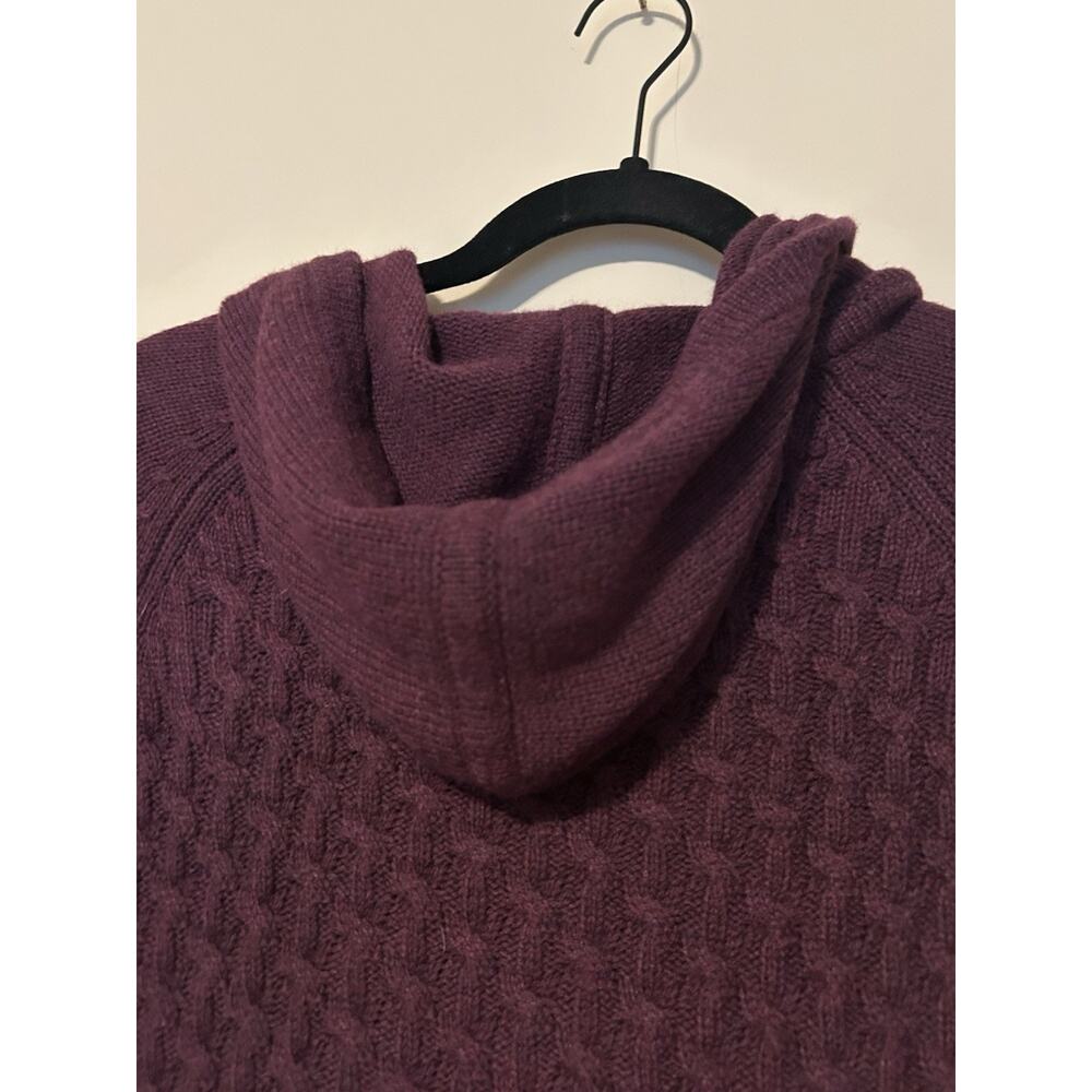 CAMBRIDGE Dry Goods Burgundy Full Zip Cable Knit Hooded Sweater Size M - Picture 6 of 9